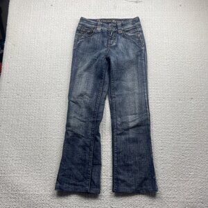 Y2K Armor Jeans Bootcut Dark Wash Western Low Rise Grunge Wom Sz 1/2 Flared leg